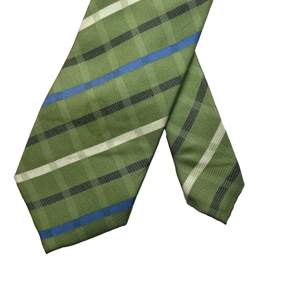 Chaps Green Blue Stripe Tie Silk 3.25